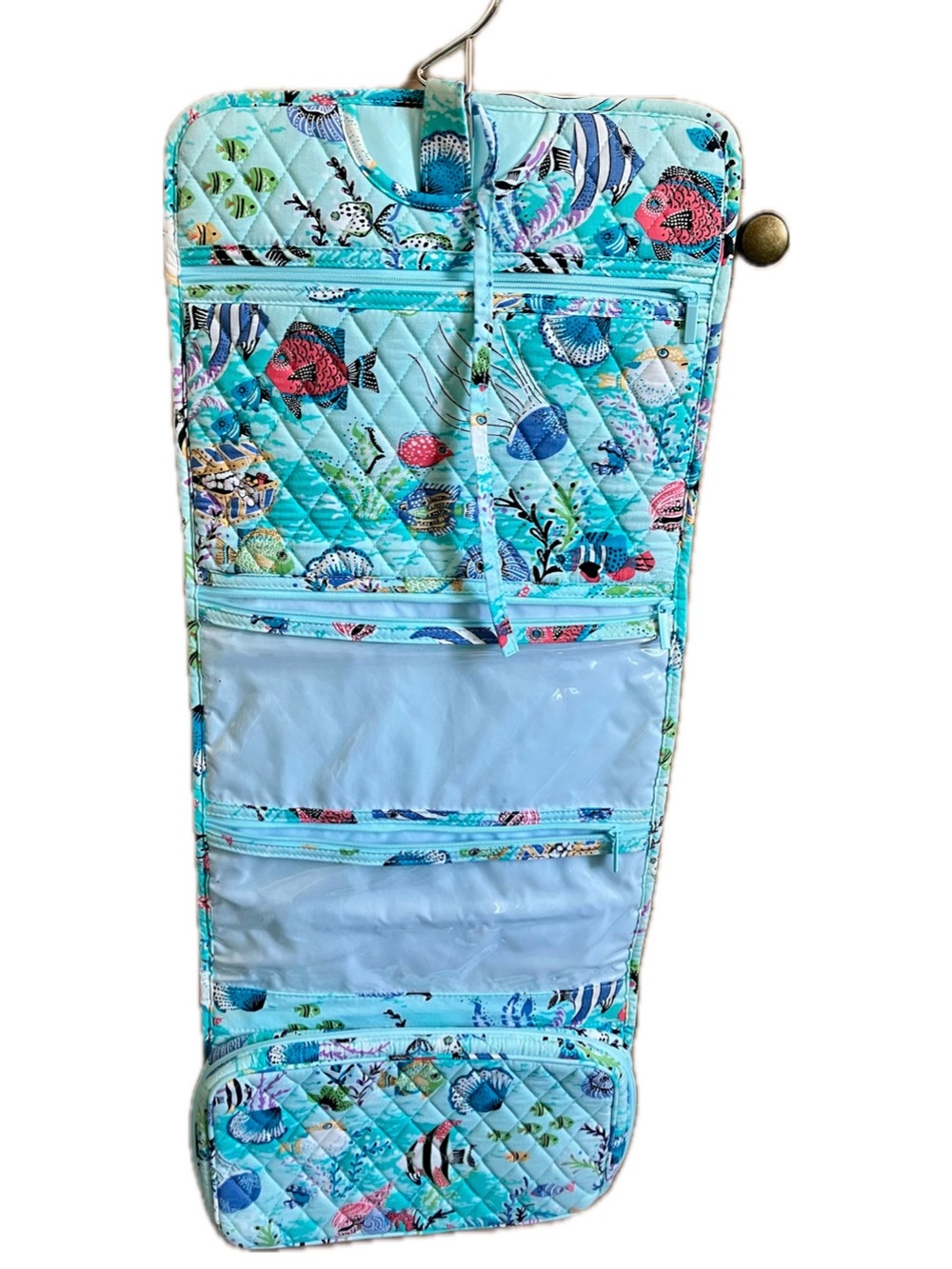 Vera Bradley Aqua Multi Quilted Hanging Travel Organizer